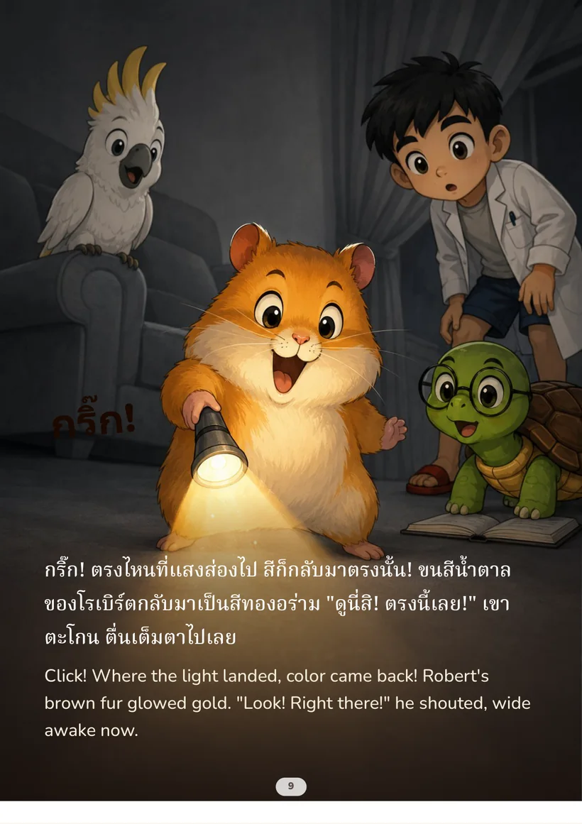โรเบิร์ตส่องไฟฉาย สีกลับมาตรงที่แสงส่องถึง